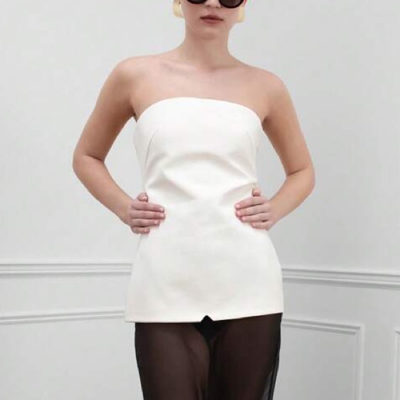 Missguided Longline strapless thick material fully lined tube top - white color - Picture 2 of 5